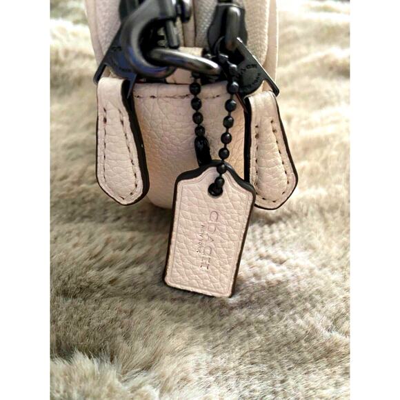 COACH PEBBLE LEATHER ALL STUD GROMMETS CROSSBODY BAG NWOT DOUBLE ZIPPER SMALL - Picture 9 of 15